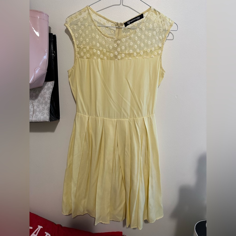 NWOT Against Nudity Flower Yellow Dress